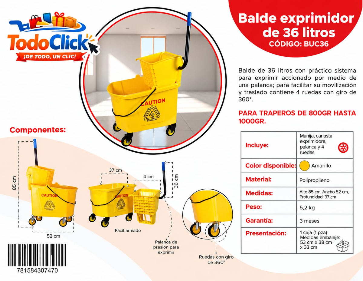 Balde Exprimidor de 36 Litros