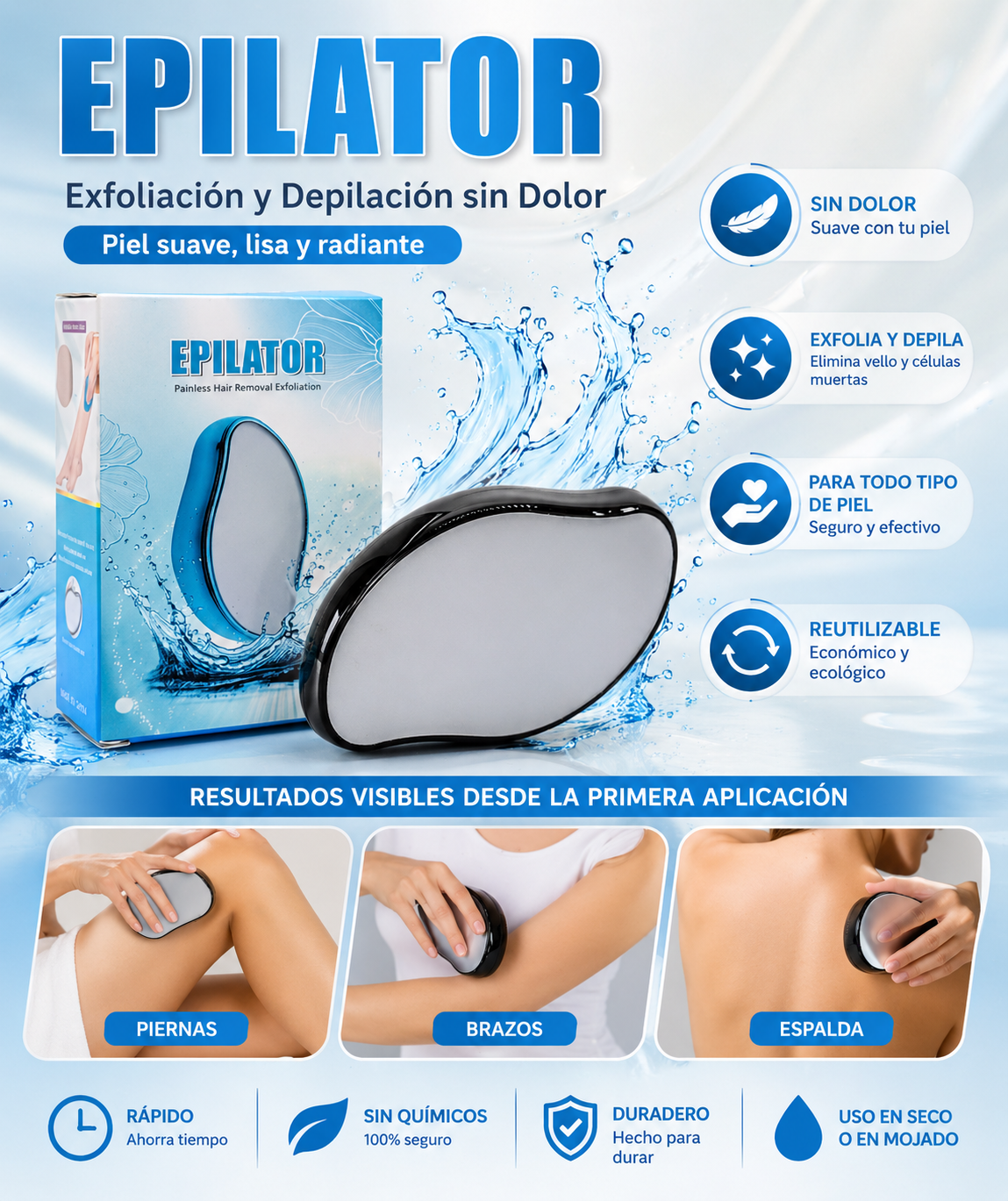Piedra Depiladora de Cristal Exfoliante Sin Dolor